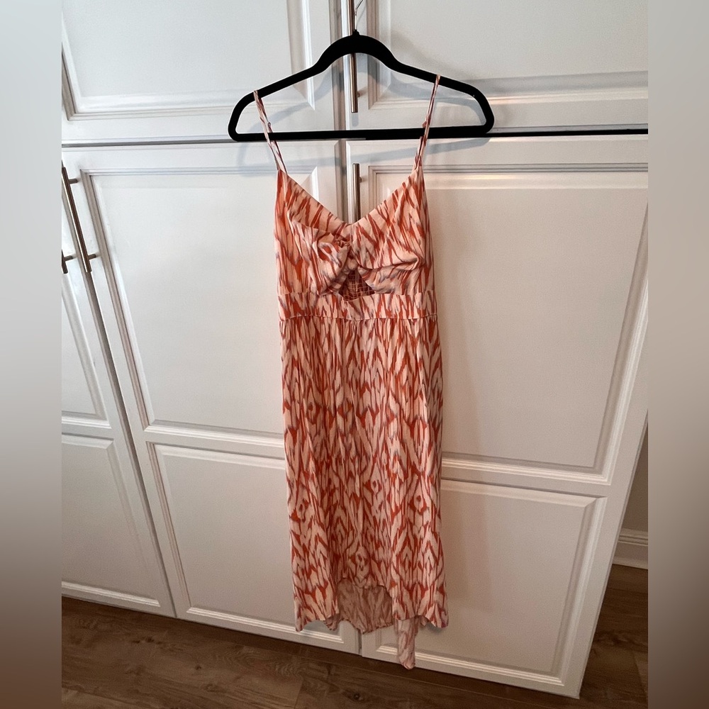 Nine West Orange Patterned Spaghetti Strap Dress